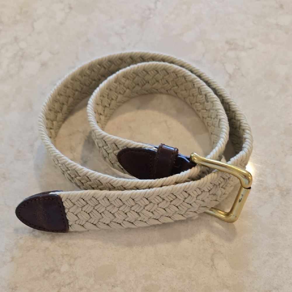 Liz Claiborne Cotton Woven Belt Brown Trim and Gold Buckle 100% Cotton - Picture 4 of 5